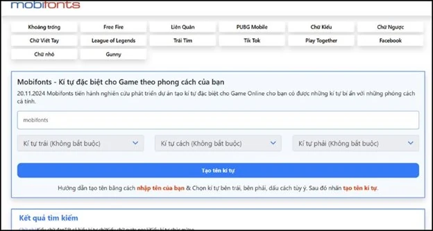 Mobifonts cùng với khát vọng kết nối cộng đồng bằng kí tự đặc biệt cho all Gamers