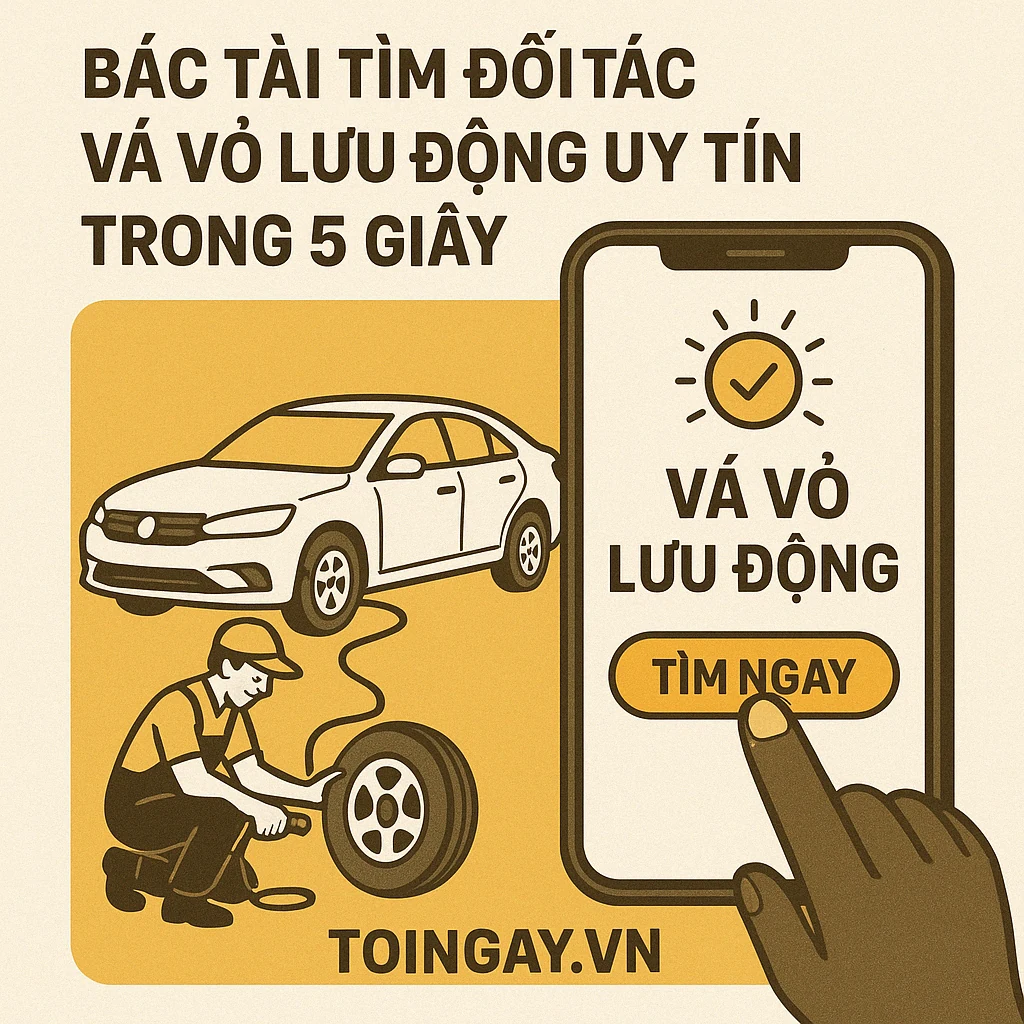 Toingay - Nền tảng vá vỏ ô tô lưu động tận nơi