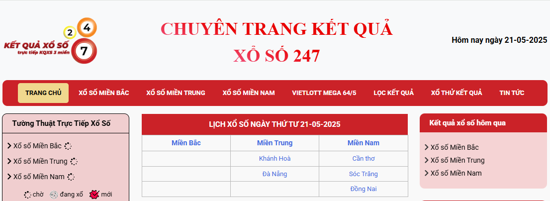 Cập nhật lịch xổ số các ngày - Xem ngay tại Kết Quả Xổ Số 247