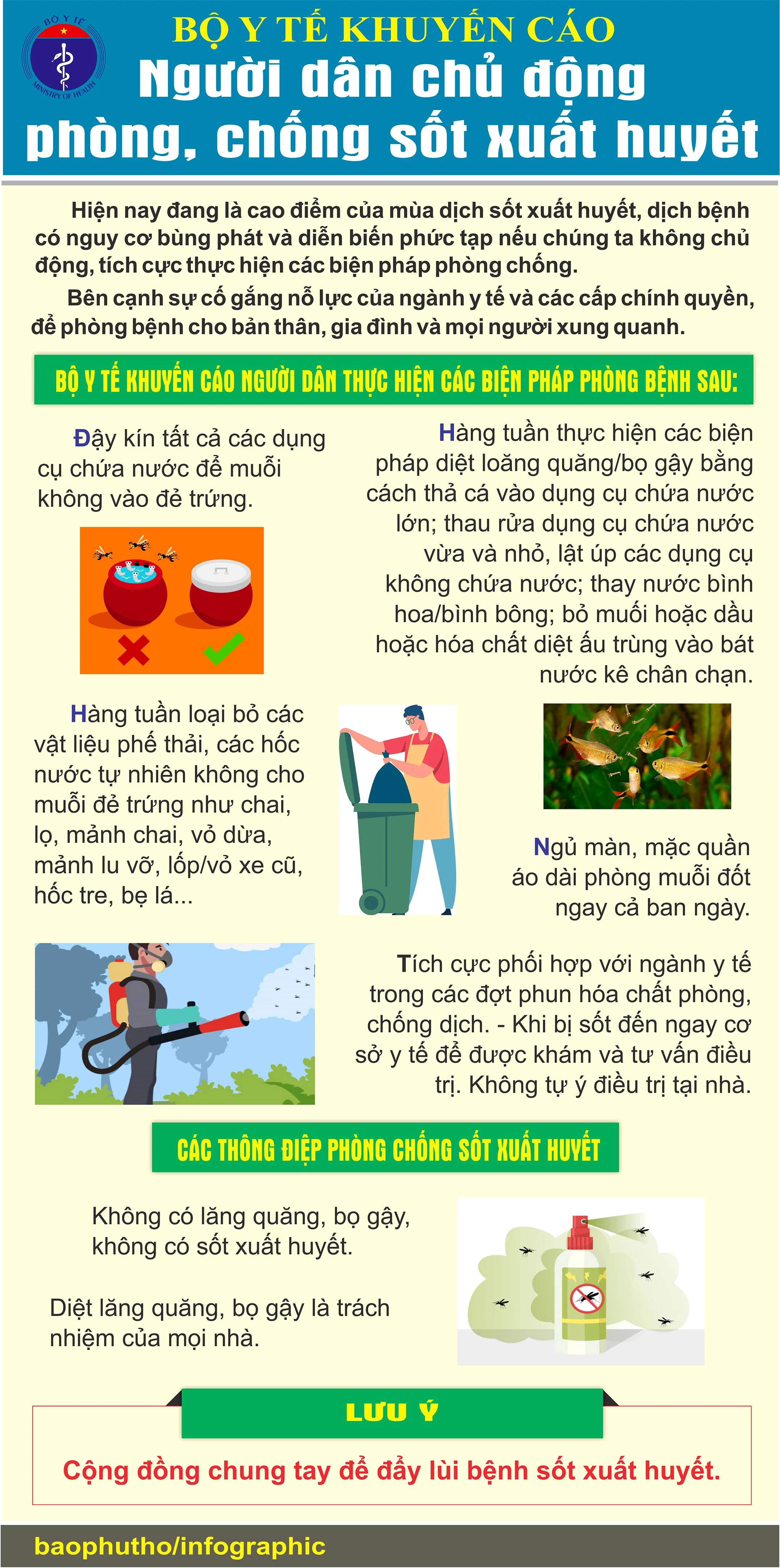 Bộ Y tế khuyến cáo người dân chủ động phòng, chống sốt xuất huyết