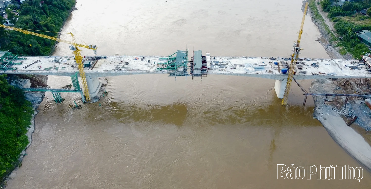 Thi công ngày đêm, phấn đấu hợp long cầu Phong Châu vào dịp Quốc khánh mùng 2/9