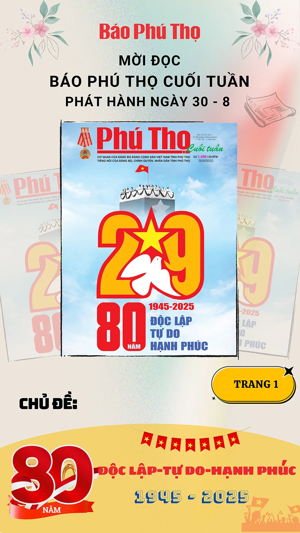 Báo Phú Thọ: Mời đọc số Báo Phú Thọ Cuối tuần phát hành ngày 30/8/2025