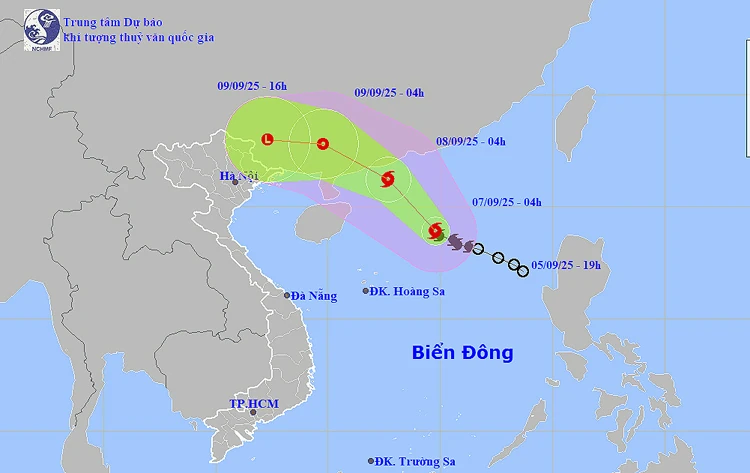 Thời tiết ngày 7/9: Bão số 7 di chuyển hướng vào Quảng Đông (Trung Quốc), Bắc Biển Đông biển động rất mạnh