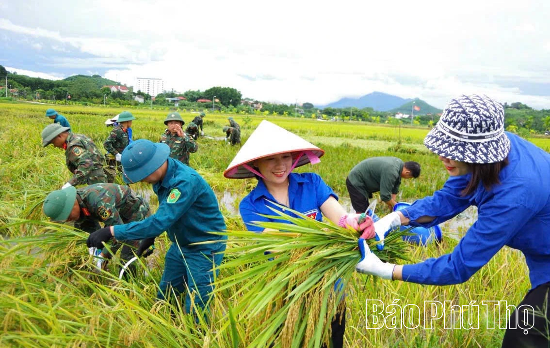 Áo xanh giúp dân trong bão