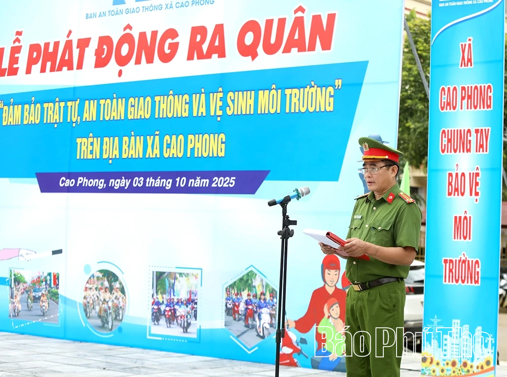 Ra quân xây dựng Cao Phong sáng – xanh – sạch – đẹp, an toàn giao thông