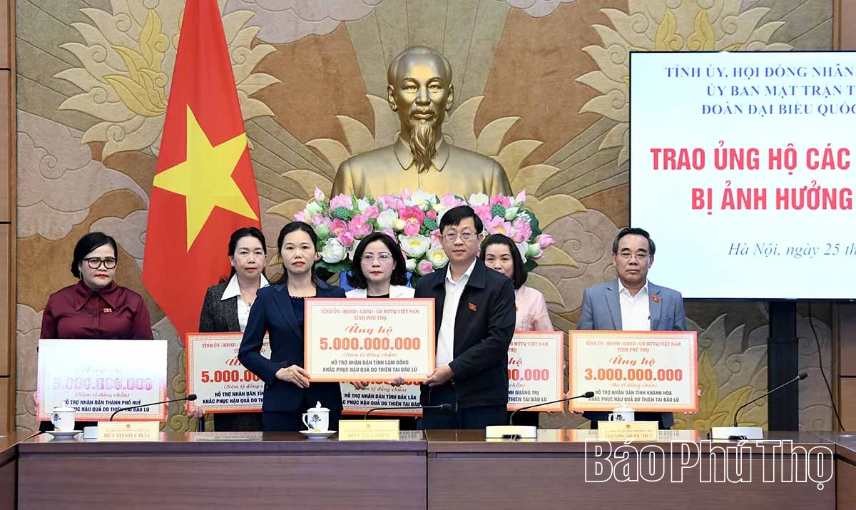 Phú Thọ hỗ trợ các tỉnh miền trung và Tây nguyên