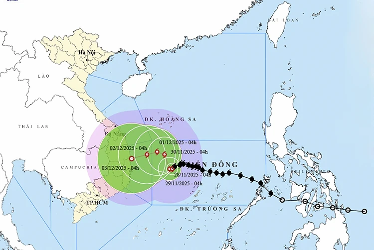 Thời tiết ngày 28/11: Bão số 15 giật cấp 14, vùng biển miền Trung biển động dữ dội