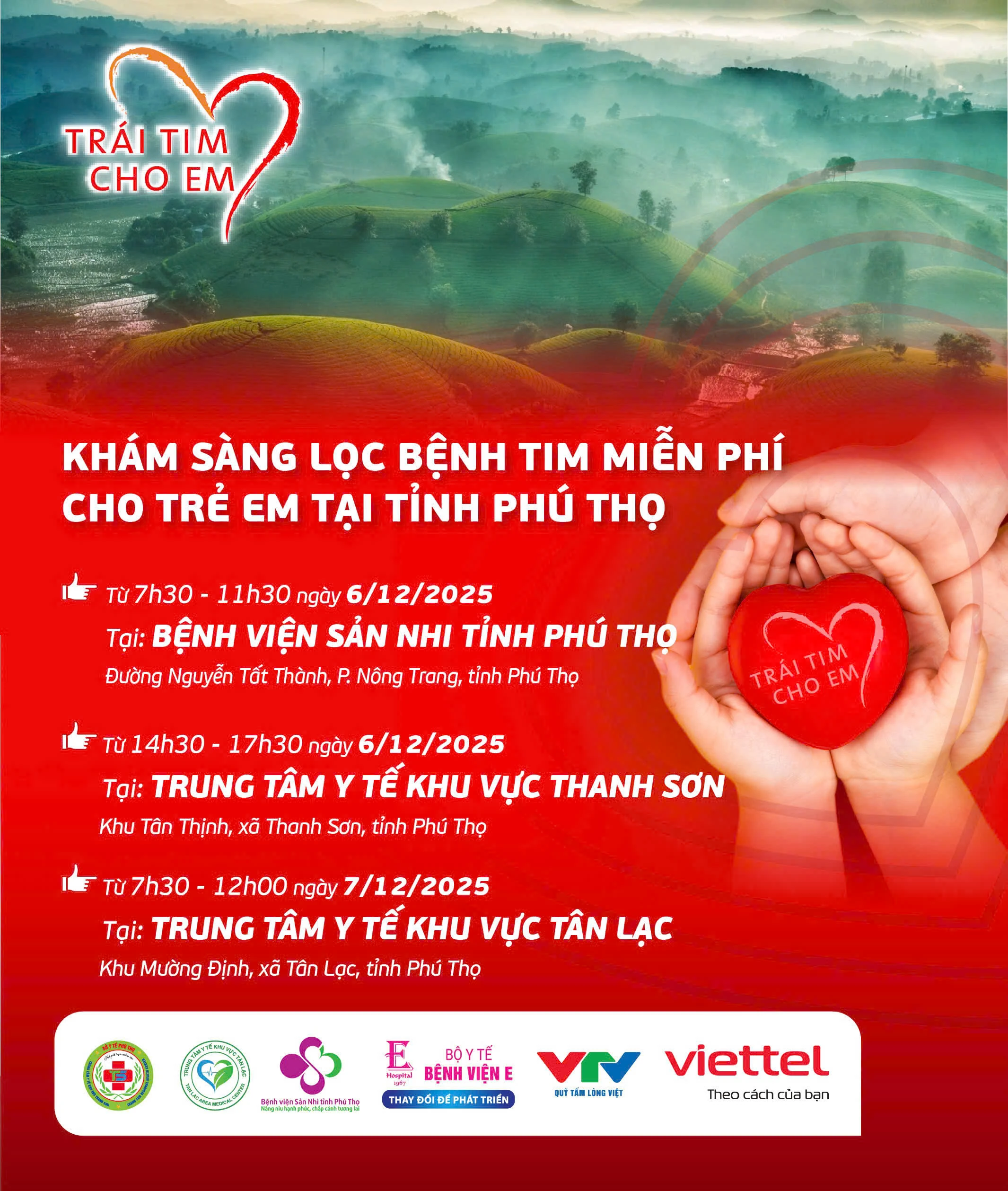 Khám sàng lọc miễn phí bệnh tim bẩm sinh cho trẻ em Phú Thọ