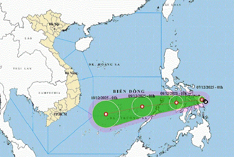 Thời tiết ngày 7/12: Áp thấp nhiệt đới tiến vào Biển Đông, gây gió mạnh và biển động
