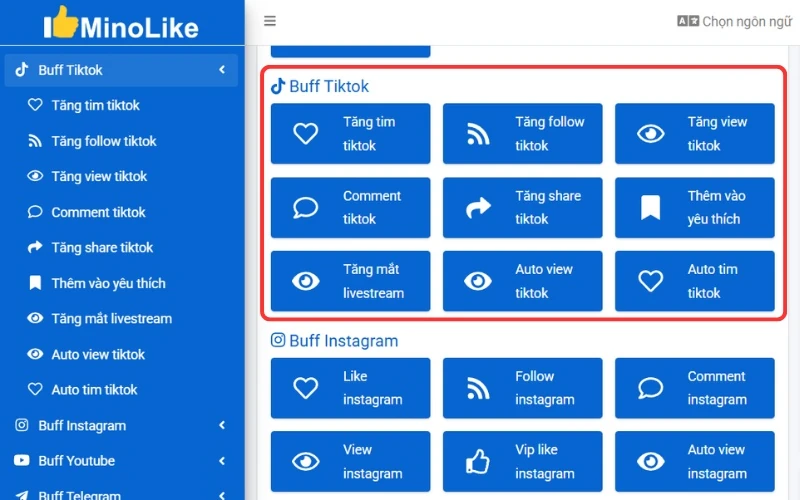 Tăng tương tác TikTok (tim, view, fl) an toàn, giá rẻ tại Minolike
