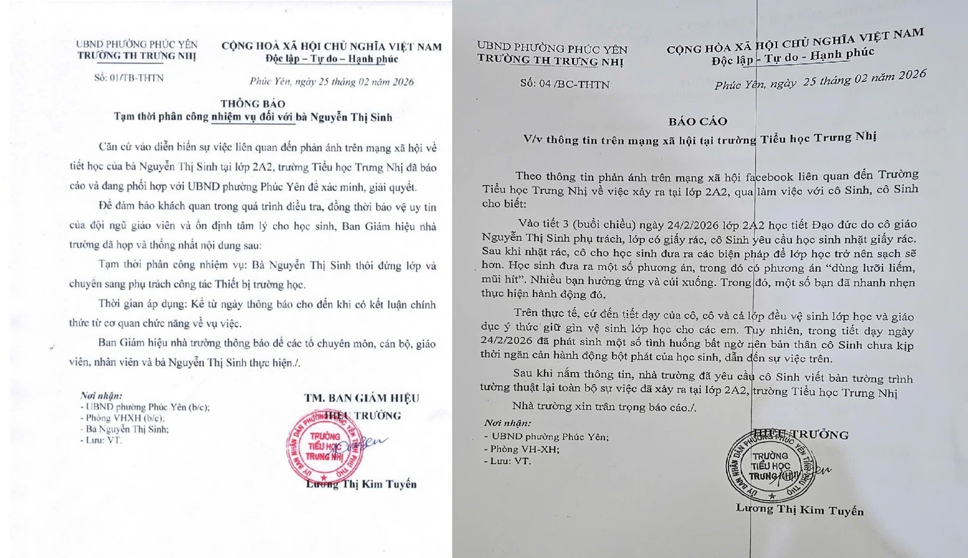 Tường trình của giáo viên bị tố bắt 35 học sinh liếm đất