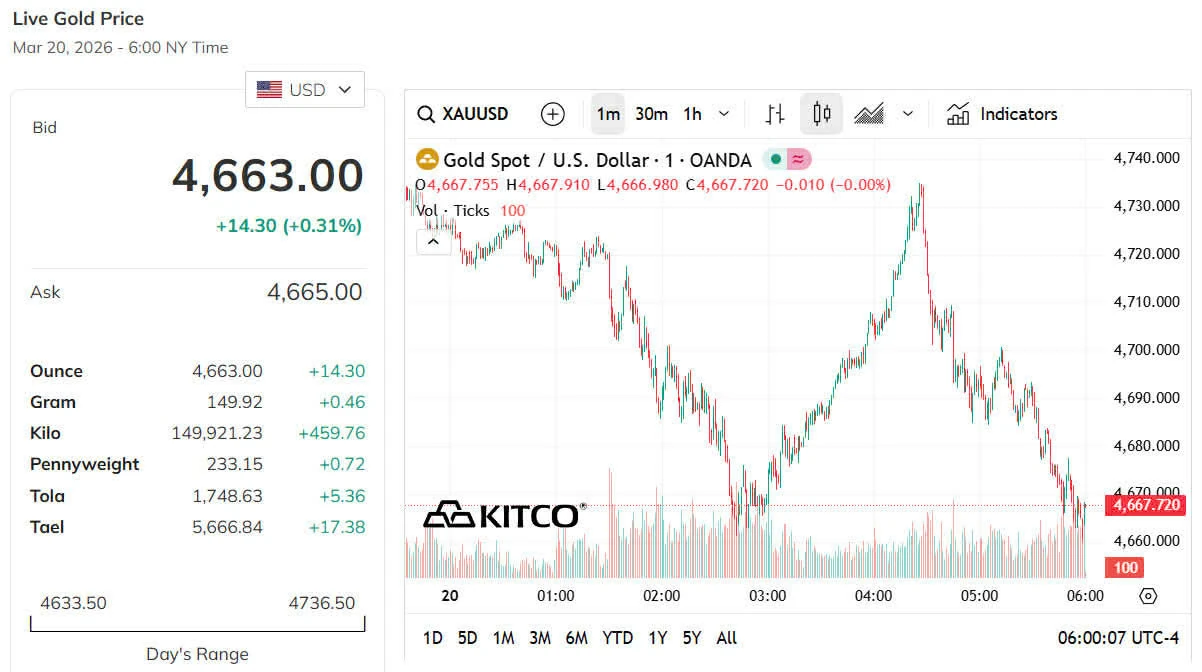 Thị trường vàng chiều 20/3: Giá vàng đảo chiều tăng sau nhịp giảm sâu