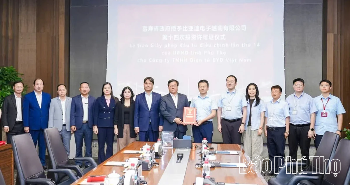 Đoàn đại biểu tỉnh Phú Thọ làm việc với Tập đoàn BYD về hợp tác trong lĩnh vực xe điện và năng lượng mới
