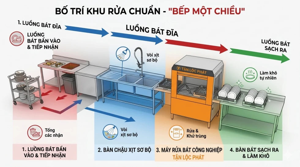 Tiêu chuẩn bếp ăn một chiều bắt buộc tại KCN giúp bảo vệ sức khỏe người lao động