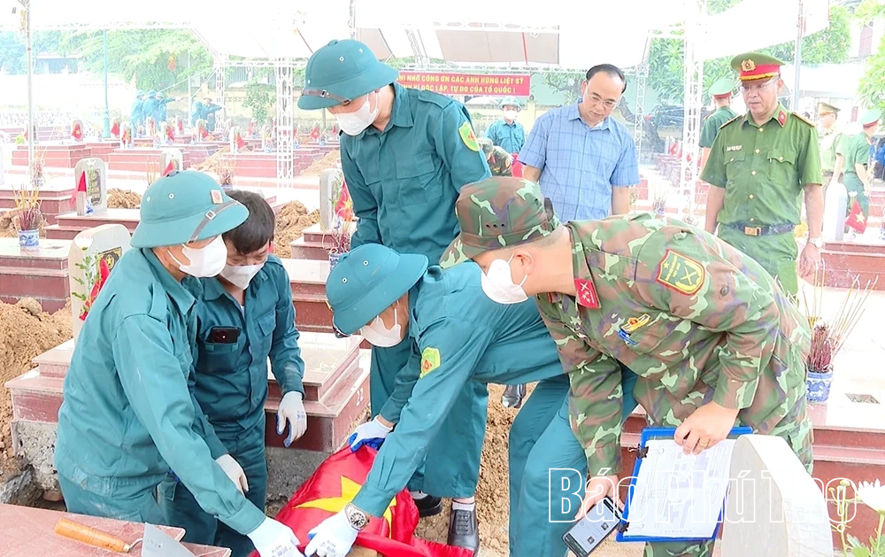 Triển khai lấy mẫu hài cốt liệt sĩ tại các nghĩa trang liệt sĩ xã Hoàng An
