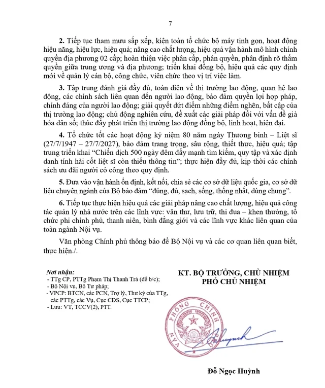 Khẩn trương hướng dẫn sắp xếp cấp xã; đôn đốc sắp sếp đơn vị sự nghiệp; chuẩn bị tốt Đề án cải cách tiền lương, bảo hiểm xã hội