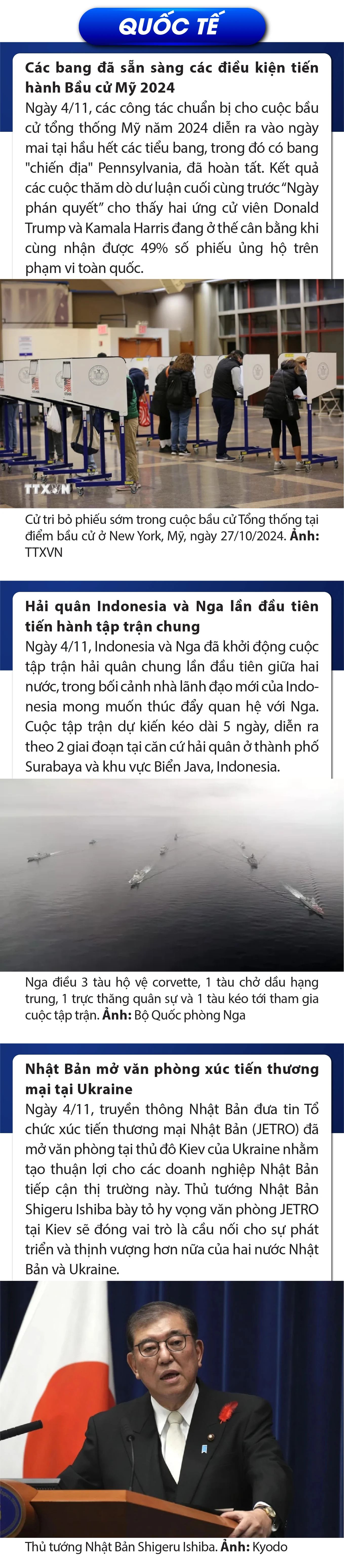 Sự kiện nổi bật trong nước, quốc tế ngày 4/11