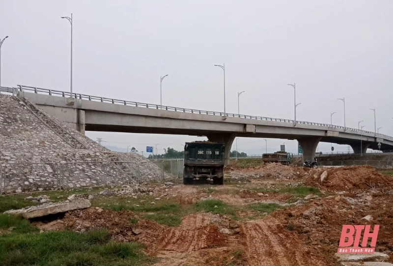 Ngang nhiên đưa máy xúc, xe tải vào khai thác đất trái phép sát cao tốc Bắc - Nam