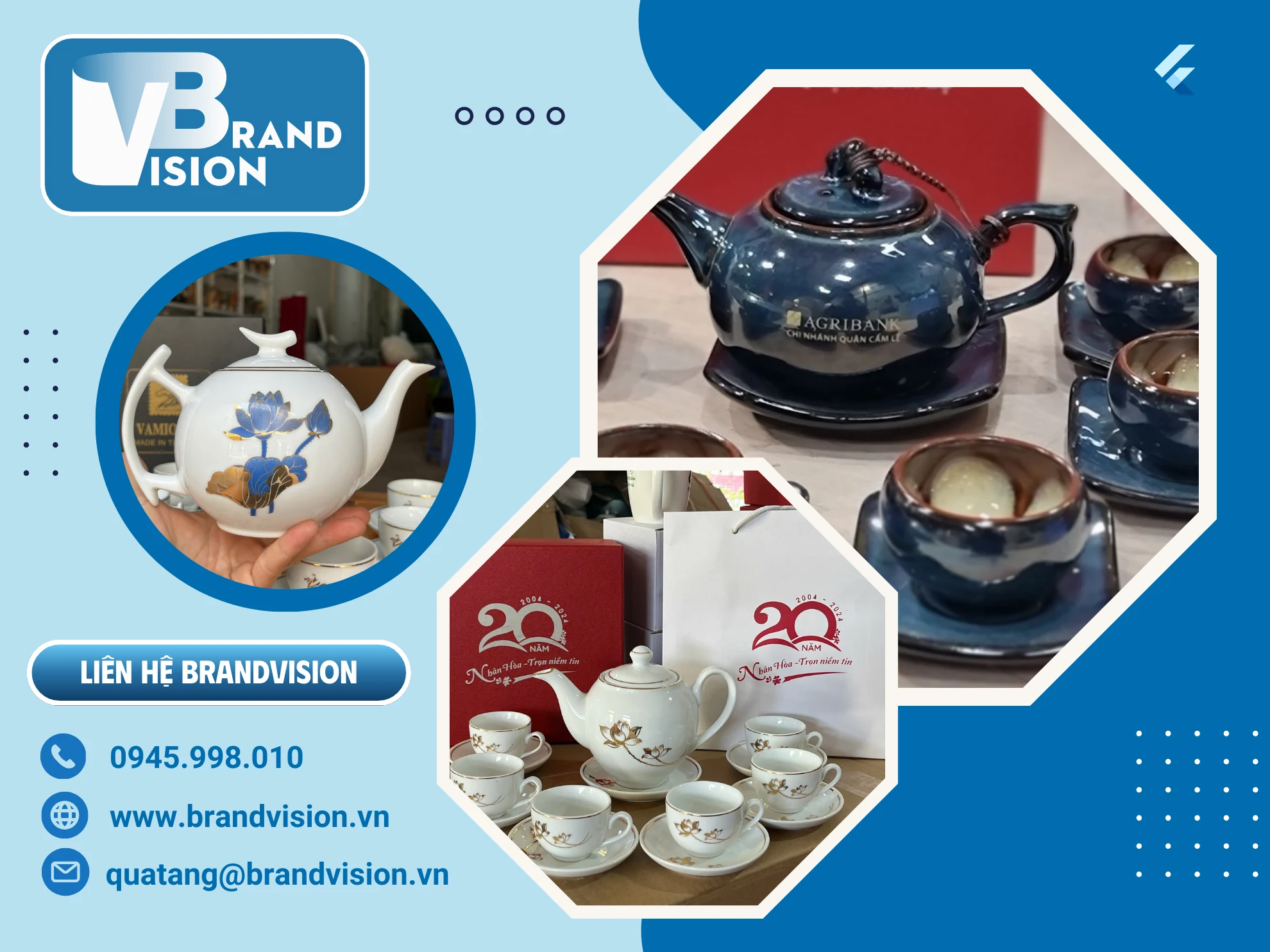 Bộ ấm trà in logo - Giải pháp quà tặng doanh nghiệp chất lượng từ BrandVision