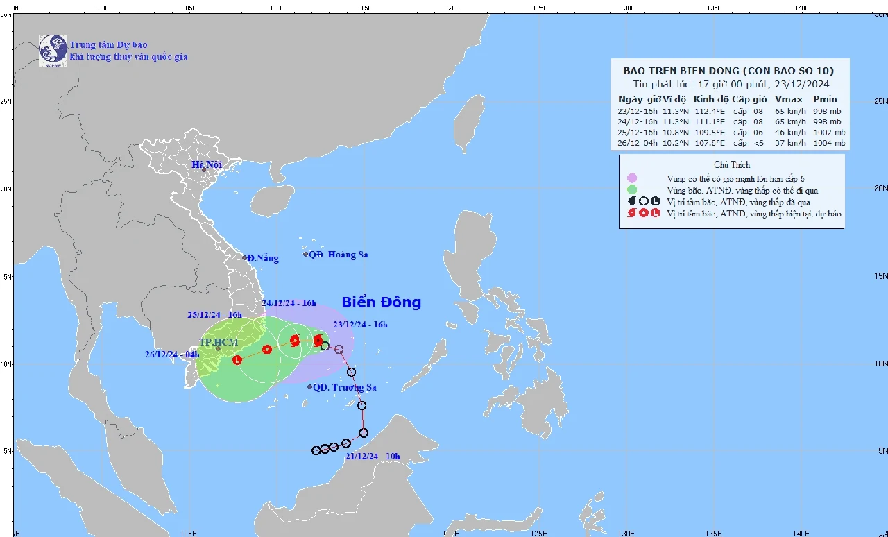 Các tỉnh từ Phú Yên đến Cà Mau chủ động ứng phó với bão số 10