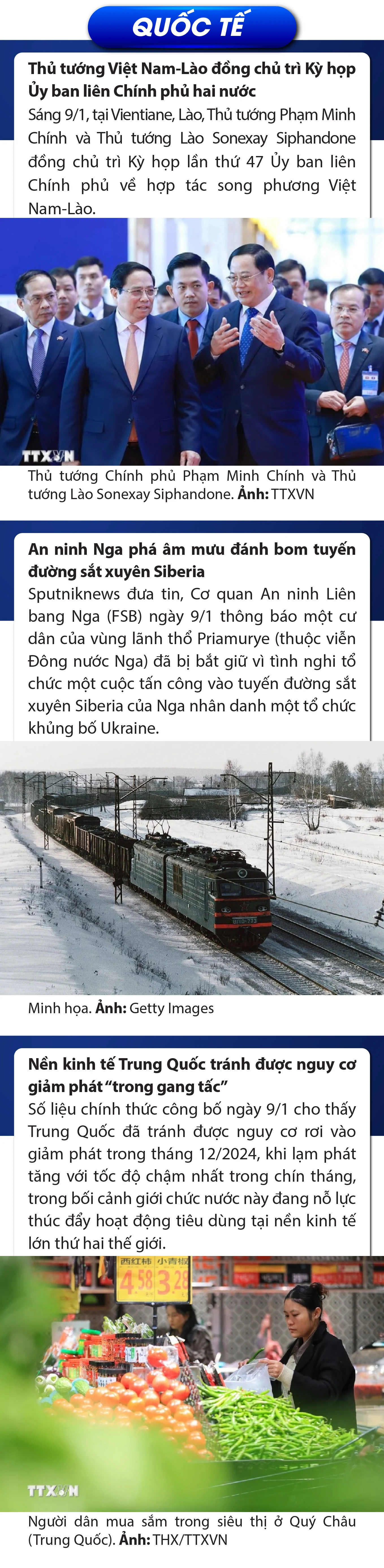 Sự kiện nổi bật trong nước, quốc tế ngày 9/1/2025