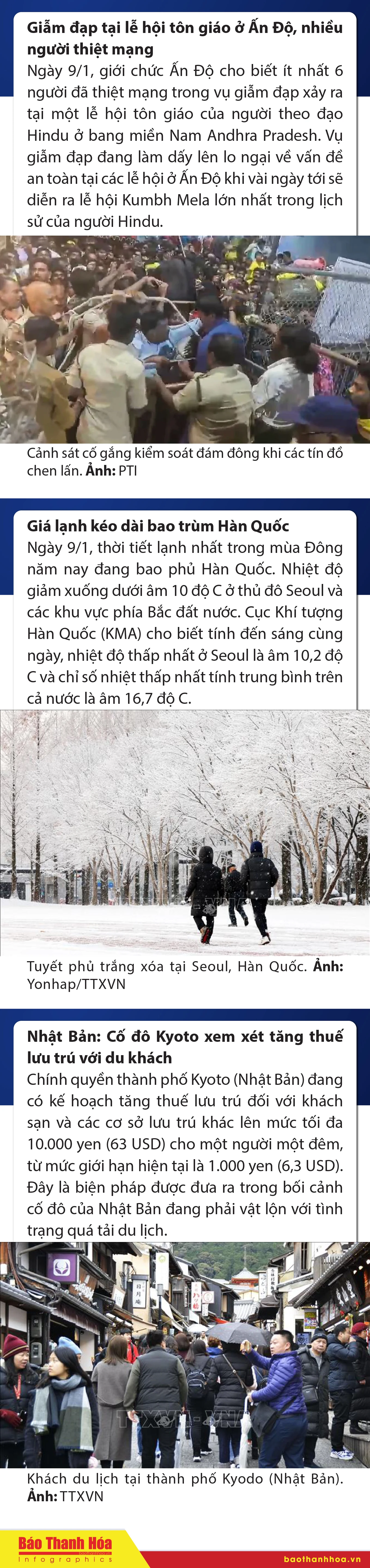 Sự kiện nổi bật trong nước, quốc tế ngày 9/1/2025