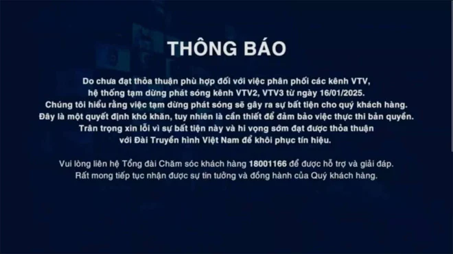 Một số kênh sóng VTV bị gián đoạn tín hiệu trên các ứng dụng truyền hình