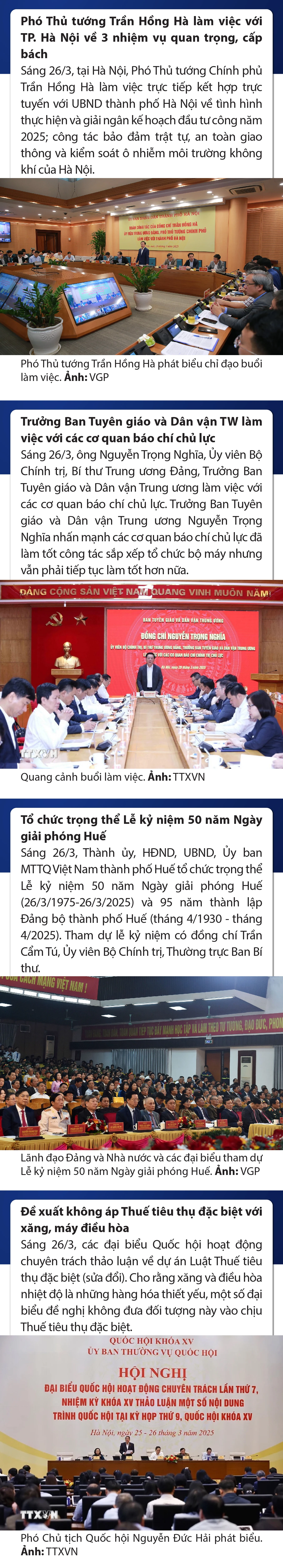 Sự kiện nổi bật trong nước, quốc tế ngày 26/3/2025