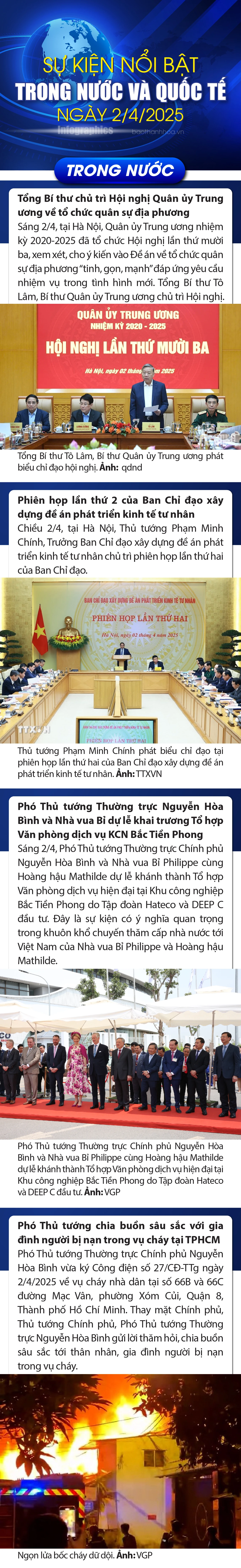 Sự kiện nổi bật trong nước, quốc tế ngày 2/4/2025