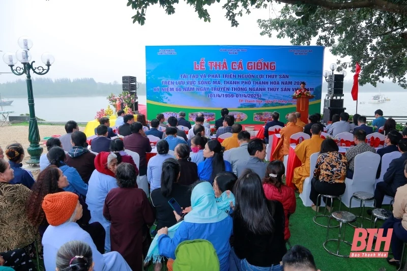 Thả cá giống tái tạo và phát triển nguồn lợi thủy sản lưu vực sông Mã