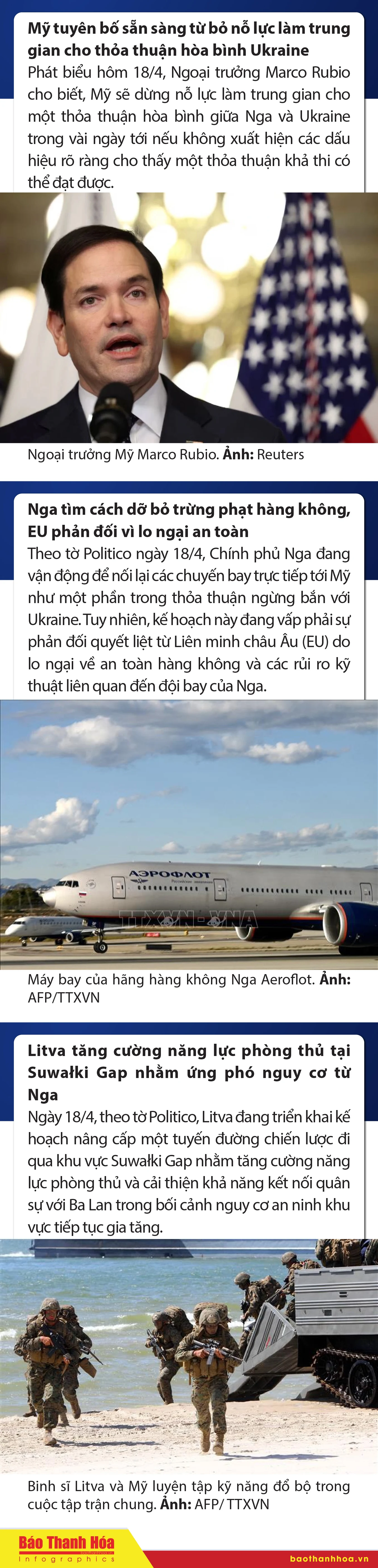 Sự kiện nổi bật trong nước, quốc tế ngày 18/4/2025