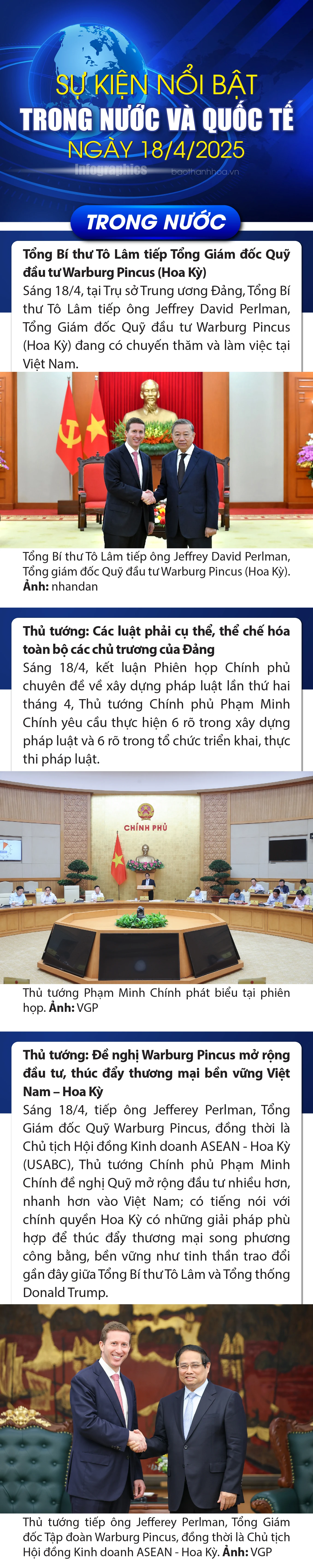 Sự kiện nổi bật trong nước, quốc tế ngày 18/4/2025