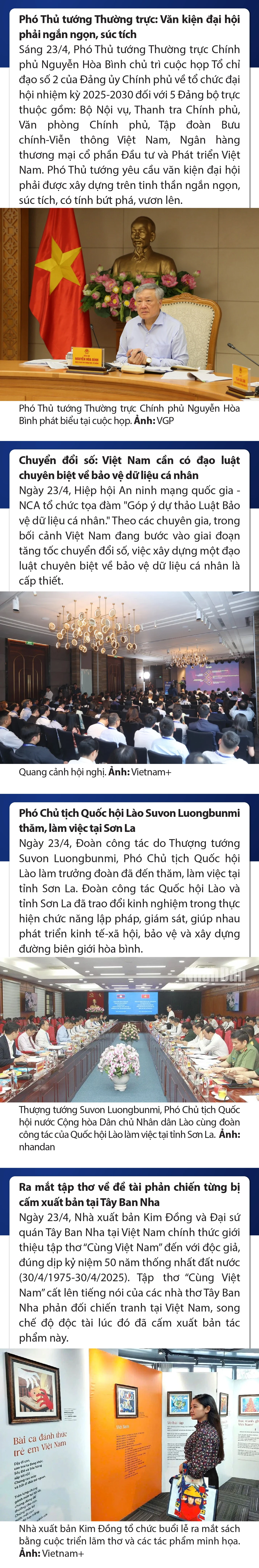 Sự kiện nổi bật trong nước, quốc tế ngày 23/4/2025