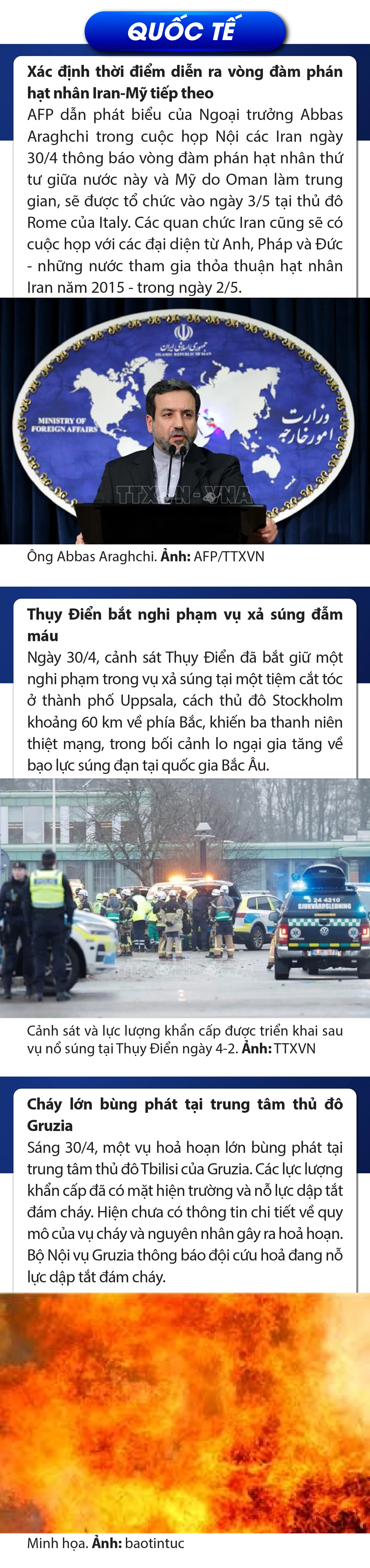 Sự kiện nổi bật trong nước, quốc tế ngày 30/4/2025