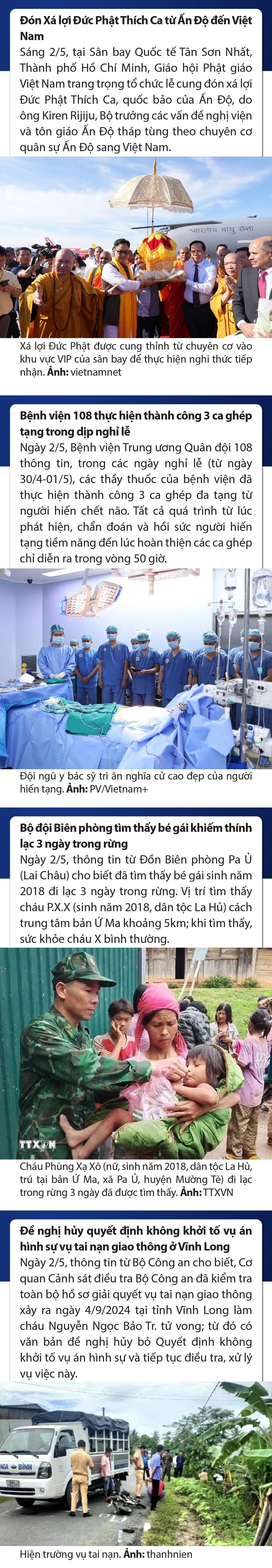 Sự kiện nổi bật trong nước, quốc tế ngày 2/5/2025