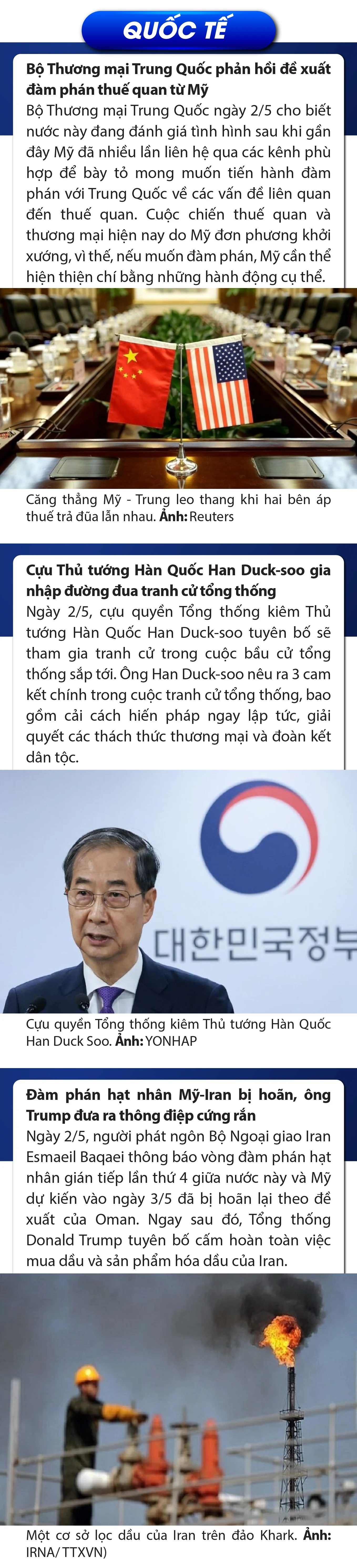 Sự kiện nổi bật trong nước, quốc tế ngày 2/5/2025