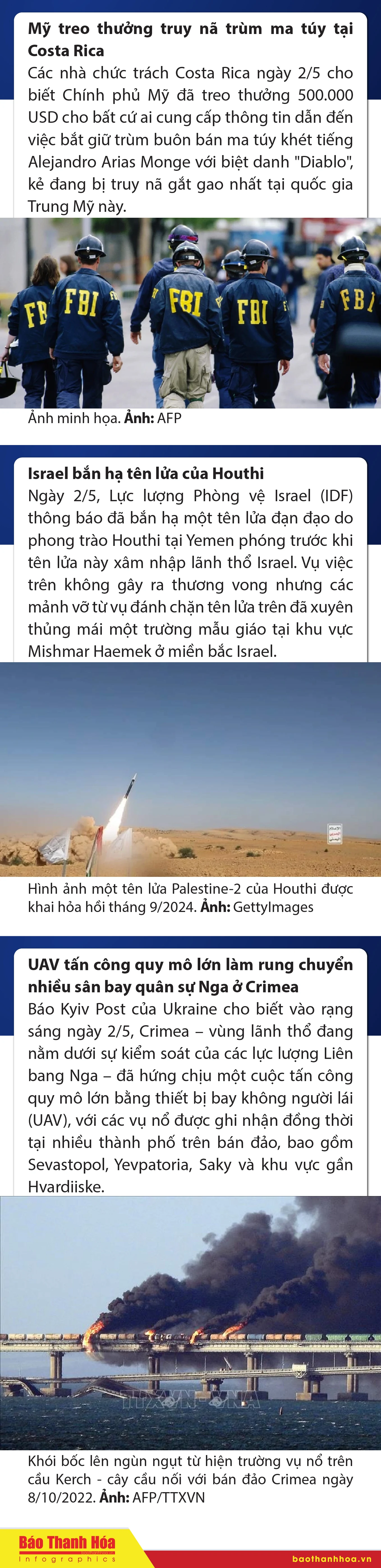 Sự kiện nổi bật trong nước, quốc tế ngày 2/5/2025