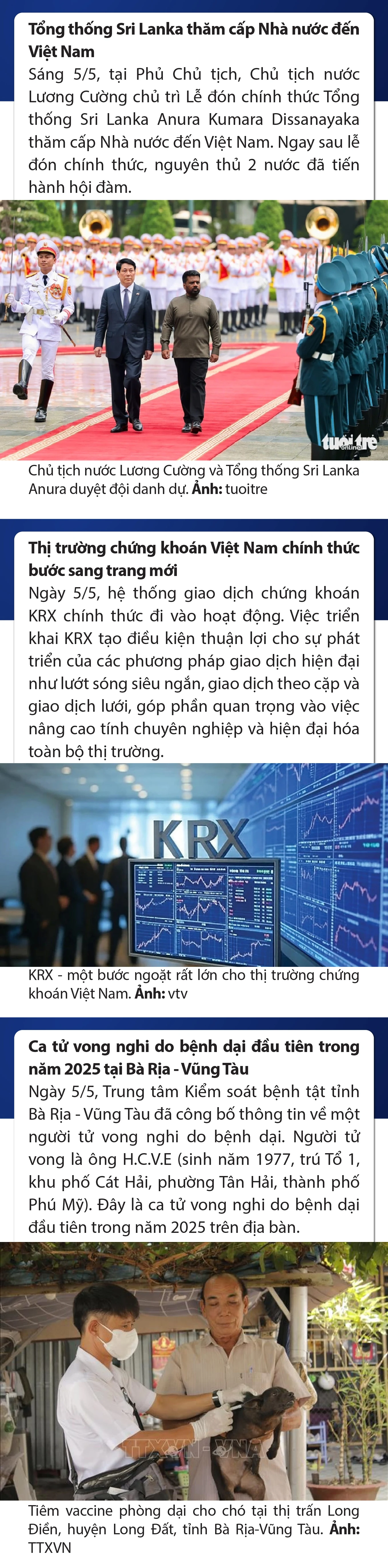 Sự kiện nổi bật trong nước, quốc tế ngày 5/5/2025