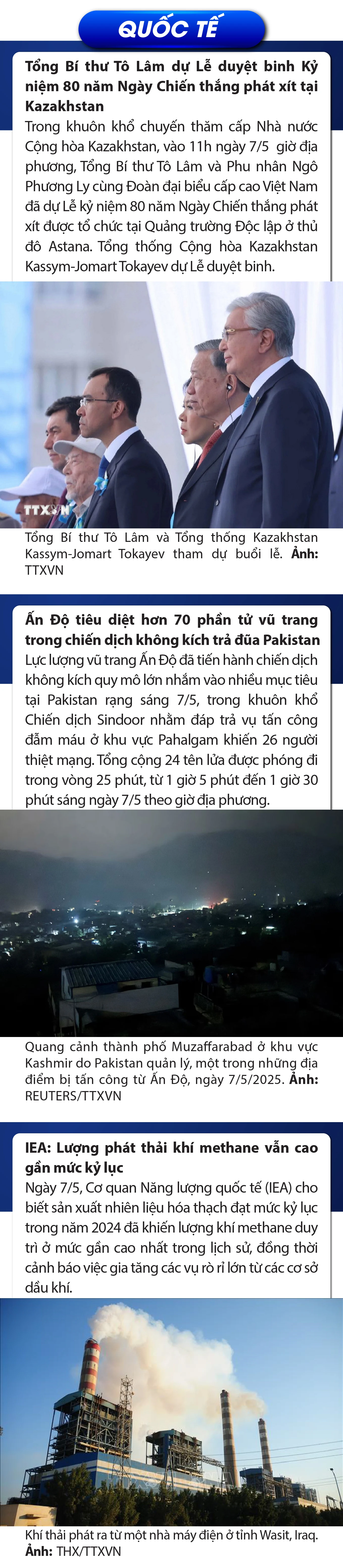 Sự kiện nổi bật trong nước, quốc tế ngày 7/5/2025