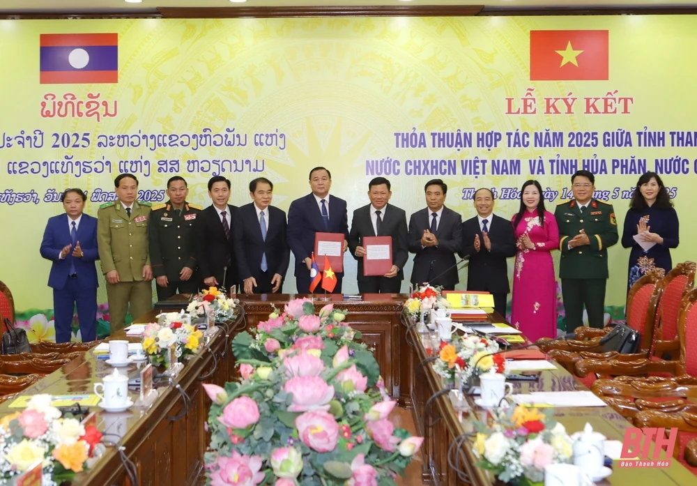 Hai tỉnh Thanh Hóa - Hủa Phăn hội đàm, ký kết thỏa thuận hợp tác năm 2025