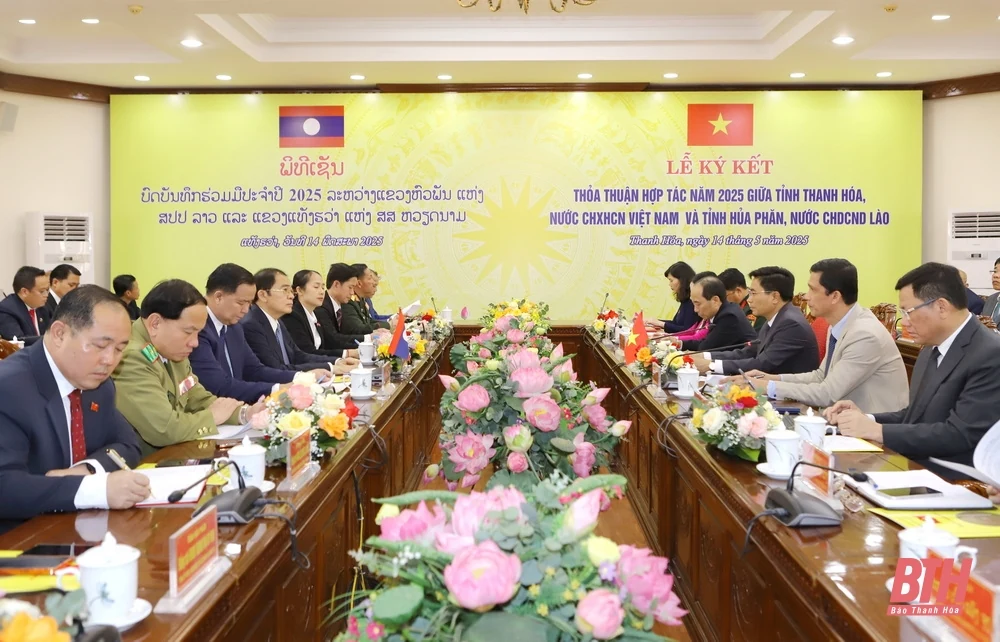 Hai tỉnh Thanh Hóa - Hủa Phăn hội đàm, ký kết thỏa thuận hợp tác năm 2025