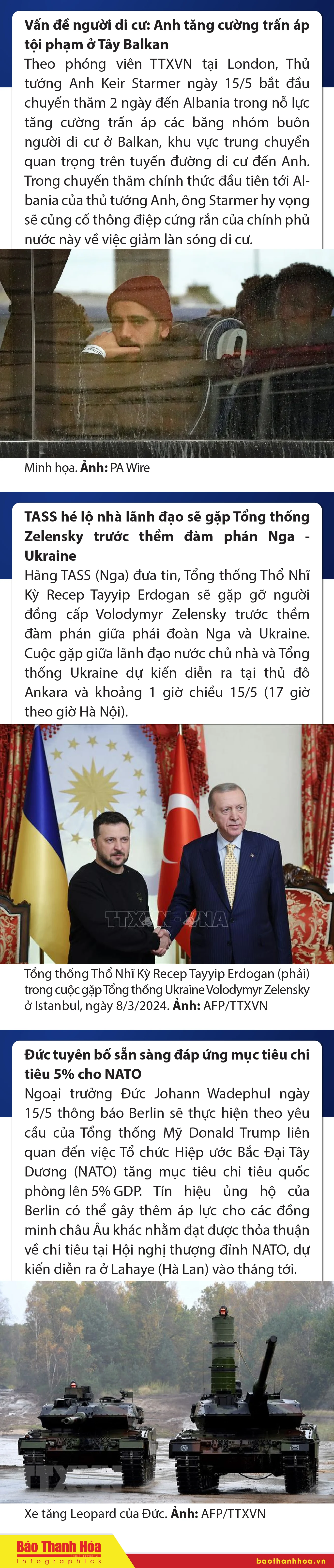 Sự kiện nổi bật trong nước, quốc tế ngày 15/5/2025