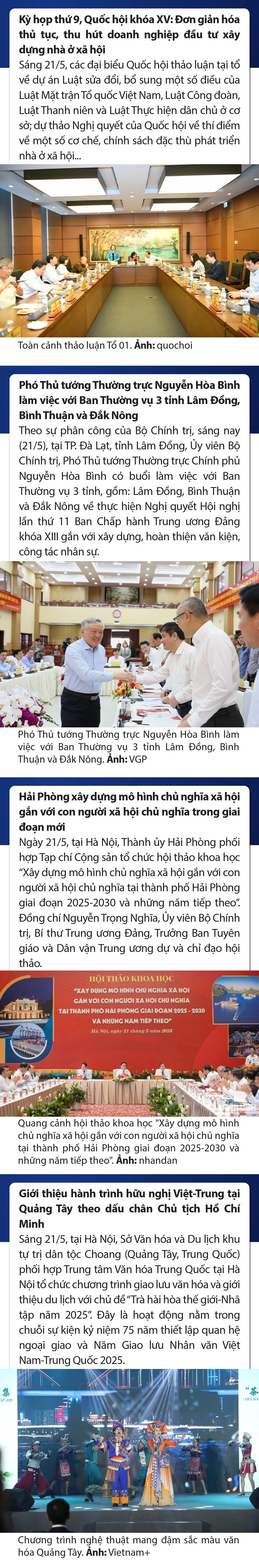 Sự kiện nổi bật trong nước, quốc tế ngày 21/5/2025