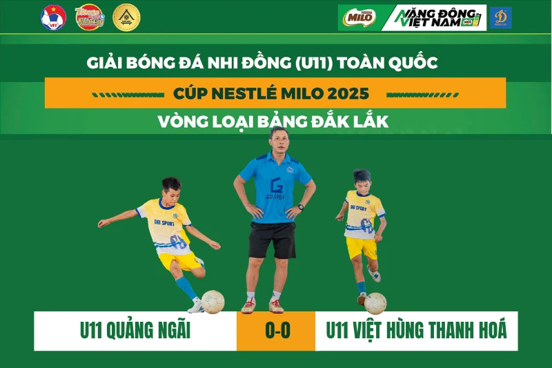 U11 Việt Hùng Thanh Hoá chia điểm tiếc nuối trước U11 Quảng Ngãi