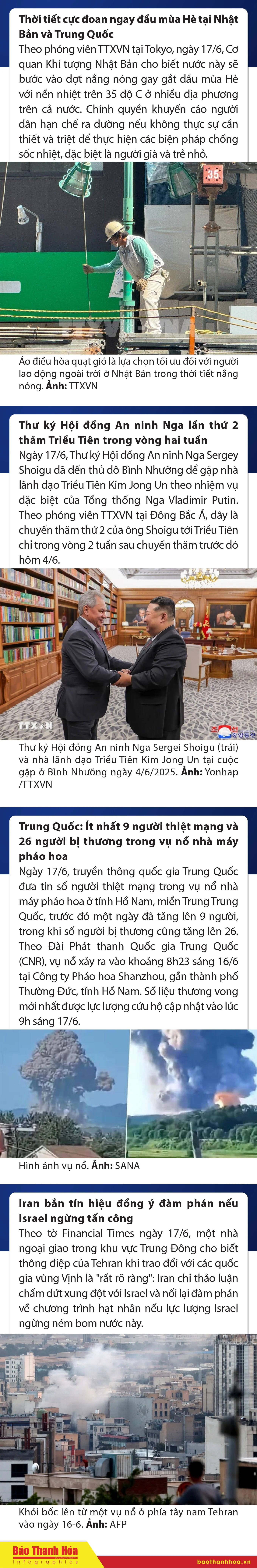 Sự kiện nổi bật trong nước, quốc tế ngày 17/6/2025