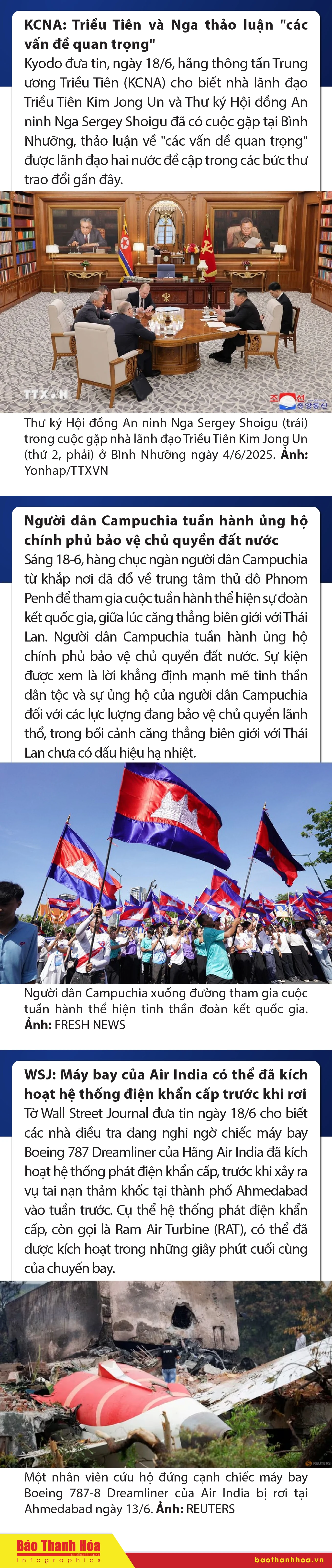 Sự kiện nổi bật trong nước, quốc tế ngày 18/6/2025