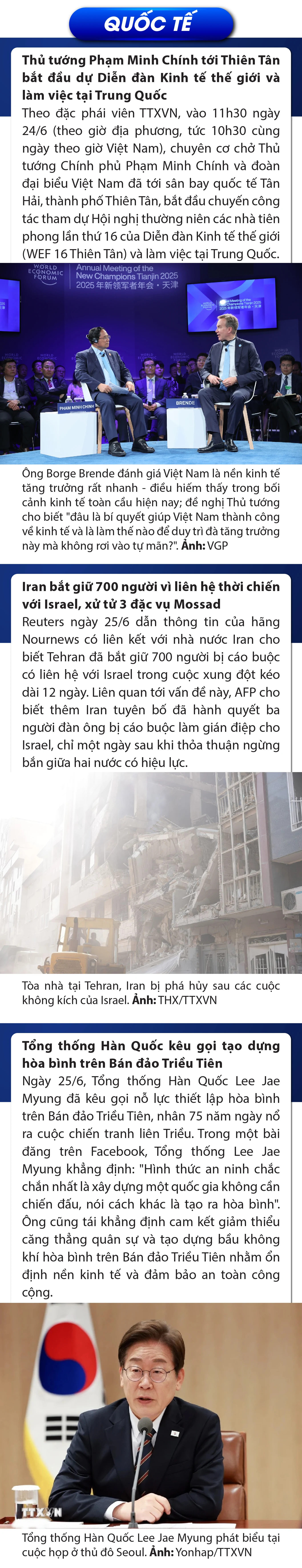 Sự kiện nổi bật trong nước, quốc tế ngày 25/6/2025