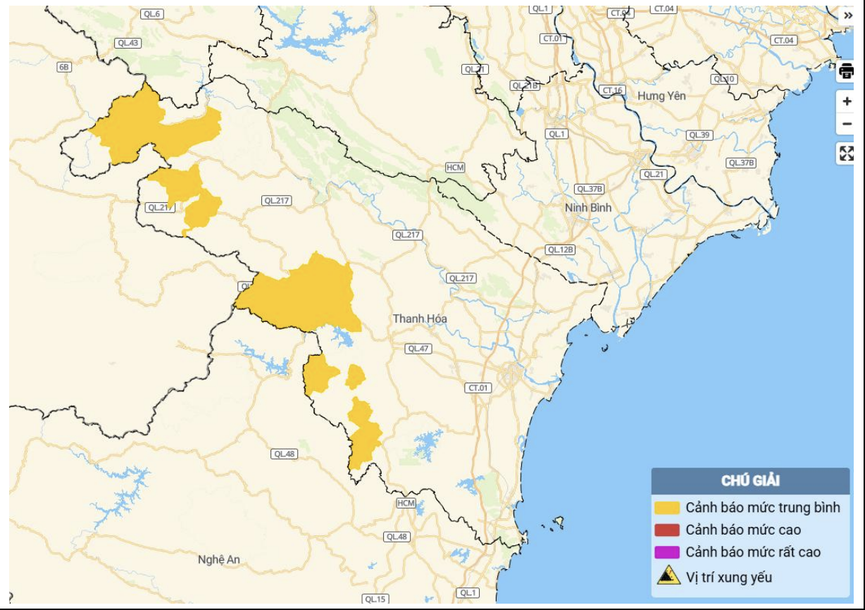 Cảnh báo lũ quét, sạt lở đất khu vực miền núi tỉnh Thanh Hóa