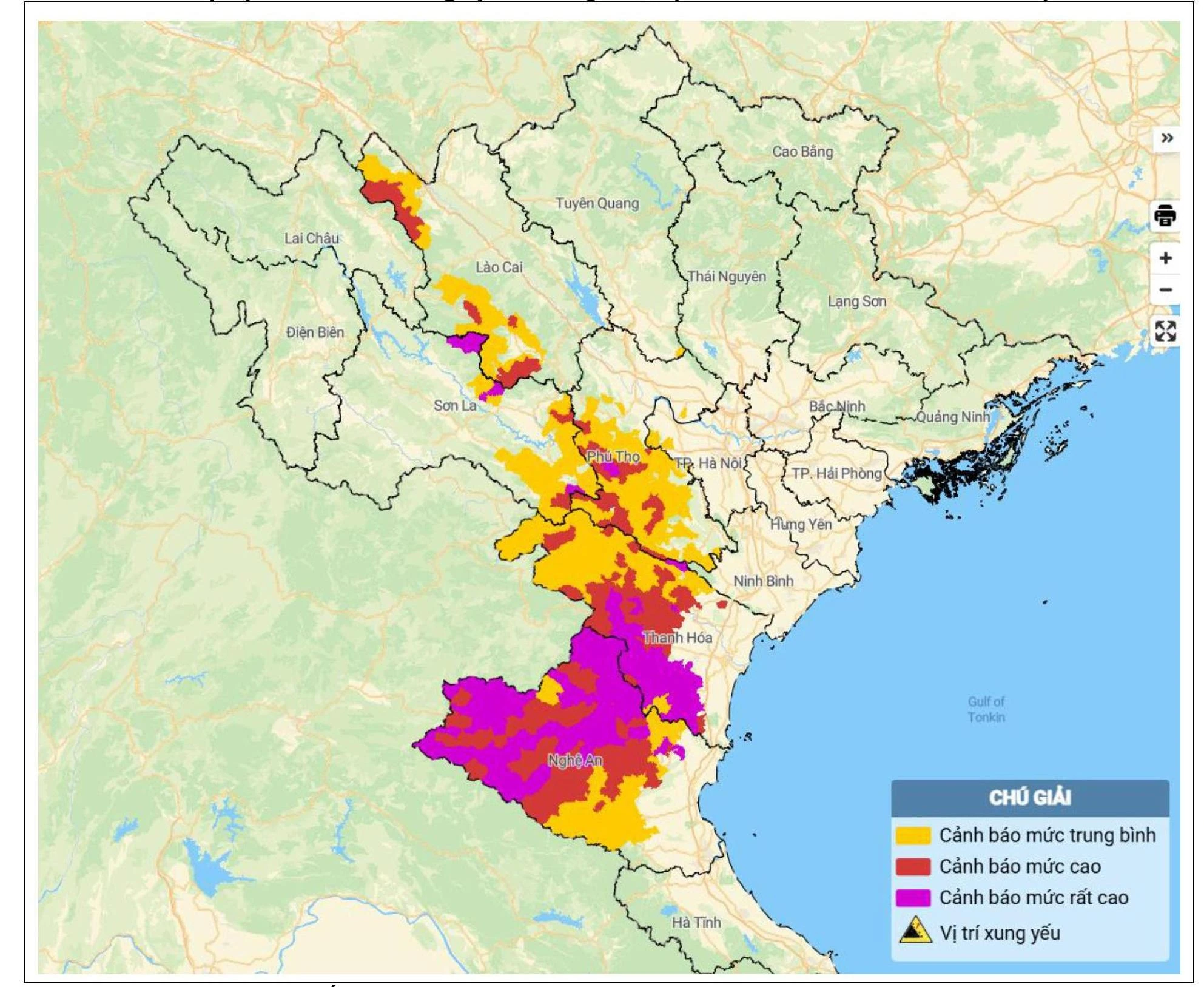 Các khu vực cảnh báo lũ quét, sạt lở đất trong 6 giờ tới