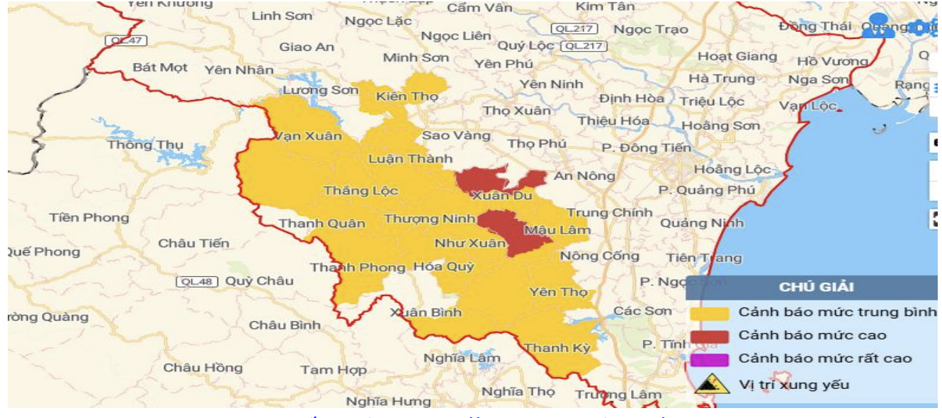 Danh sách các khu vực có nguy cơ xảy ra lũ quét, sụt lún, sạt lở đất đá trong 6 giờ tới
